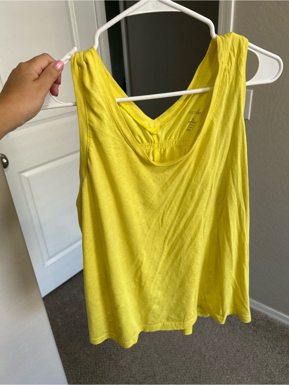 just be Bright Yellow V-Neck Tank Top
